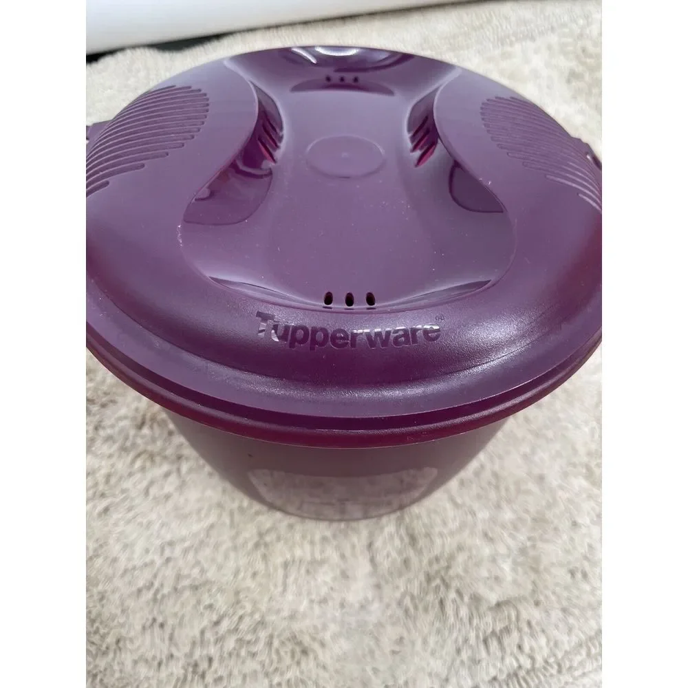 Tupperware 6451 Microwave Rice Maker Steamer Cooker 2 Piece Set Purple 2.2L Bowl